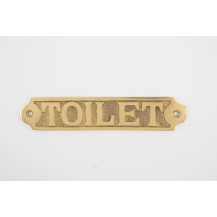 Skilt i massiv messing - vælg mellem "TOILET", "BAD" eller "WC"