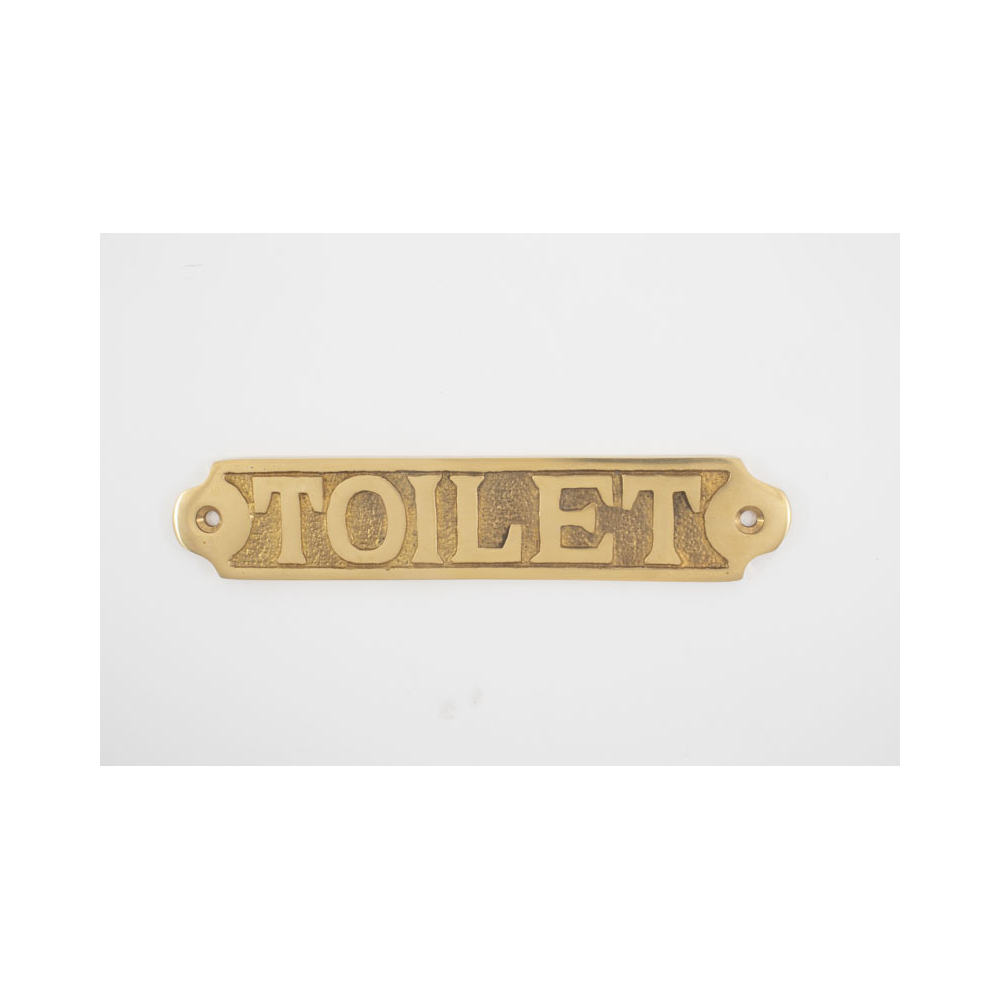Skilt i massiv messing - vælg mellem "TOILET", "BAD" eller "WC"
